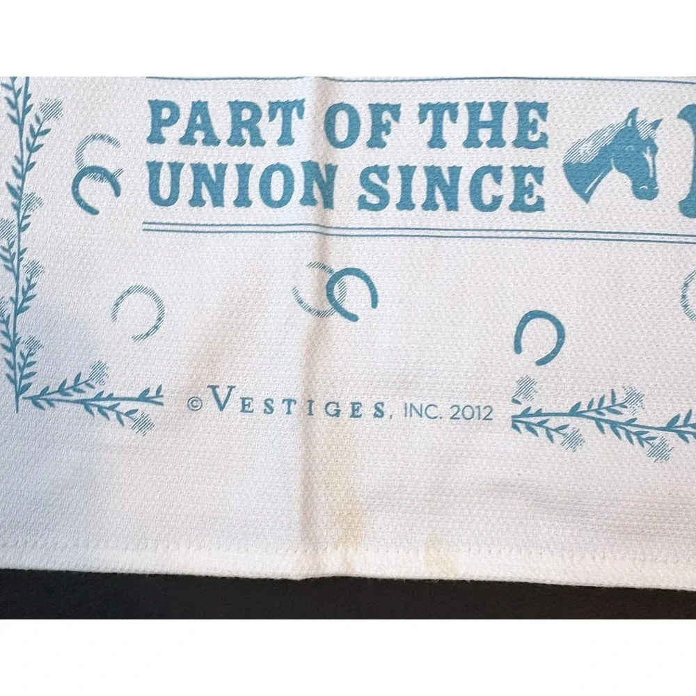 Vestiges Kentucky KY Kitchen Tea Kitchen Towel Teal White 100% Cotton Mint Julep